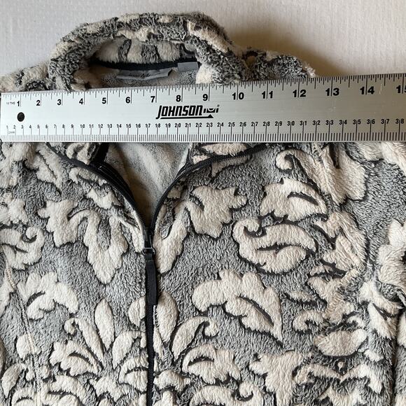 Jason Maxwell Women Jacket Size PS Gray Floral Fleece Long Sleeve Full Zip - Picture 4 of 9